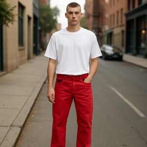 Red Ape Jeans Mens Size 40 Y2K Streetwear Rapper Red Black Jeans